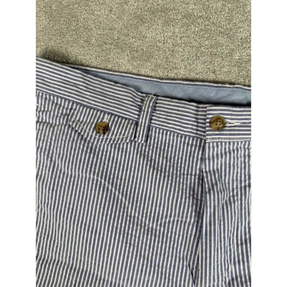 Polo Ralph Lauren Chino Shorts Mens 35 Blue Seersucker Blend Stretch Classic Fit